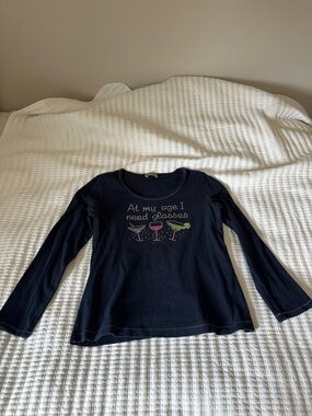 Blue Canyon Clothing Y2K Rhinestone Martini Graphic Long Sleeve Top - Women’s L
